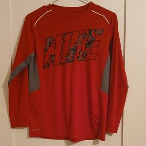 Nike Kids Red and Gray Long Sleeve Tee